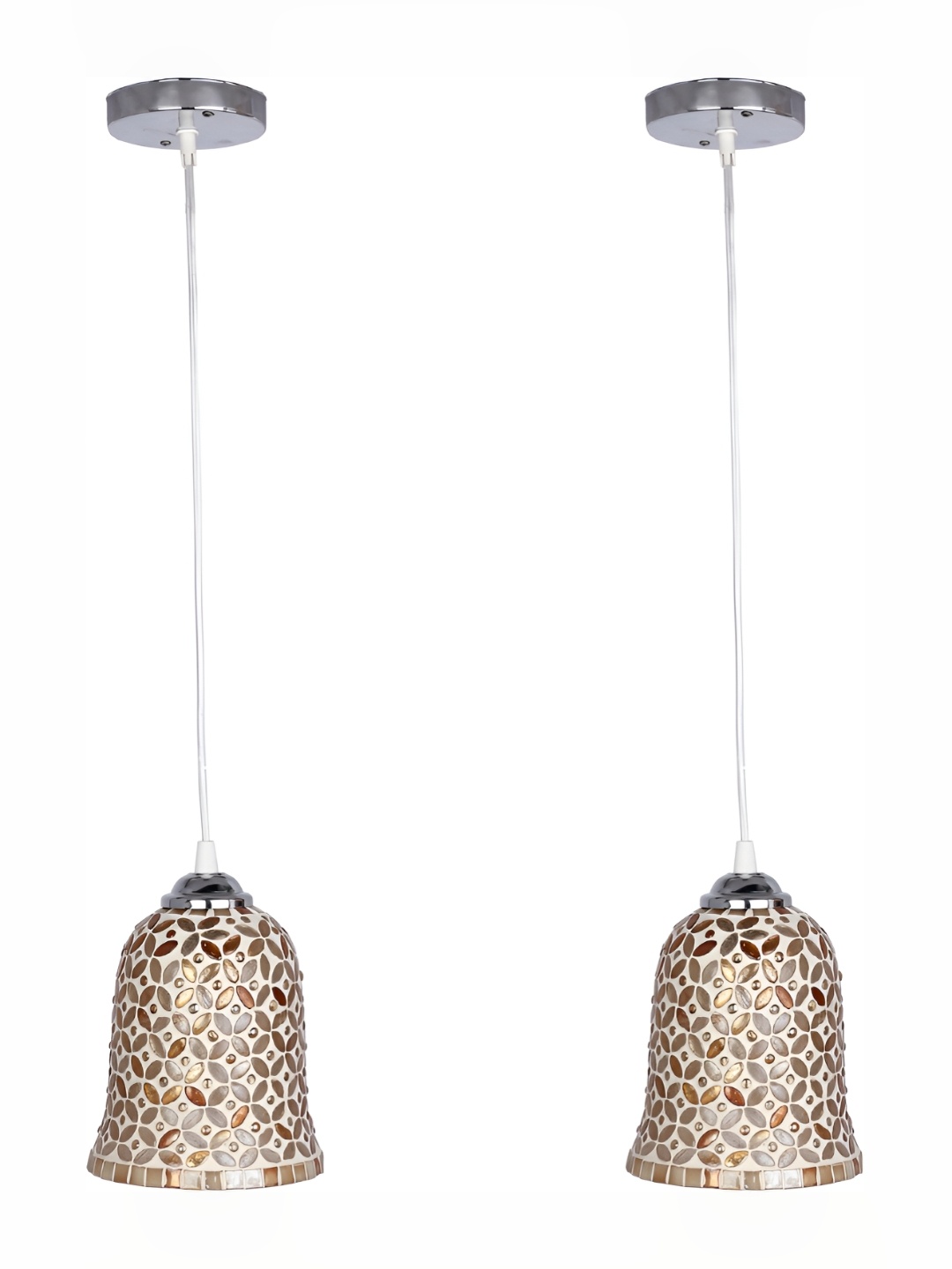 

Afast White & Metallic Toned 2 Pieces Printed Glass Ceiling Lamps
