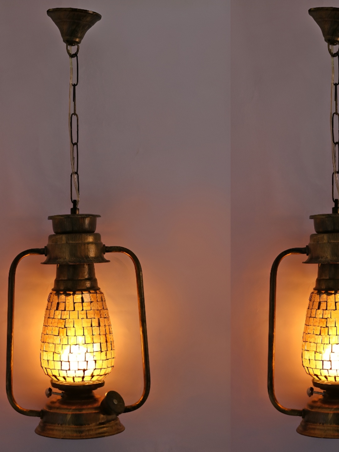 

Afast Transparent & Brown 2 Pieces Abstract Spherical Shaped Hanging Ceiling Lamp