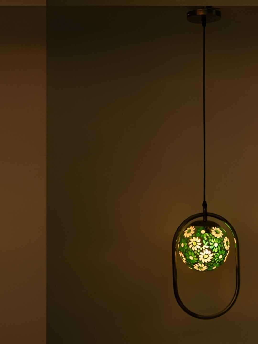 

Afast White & Green Printed Glass Ceiling Lamp