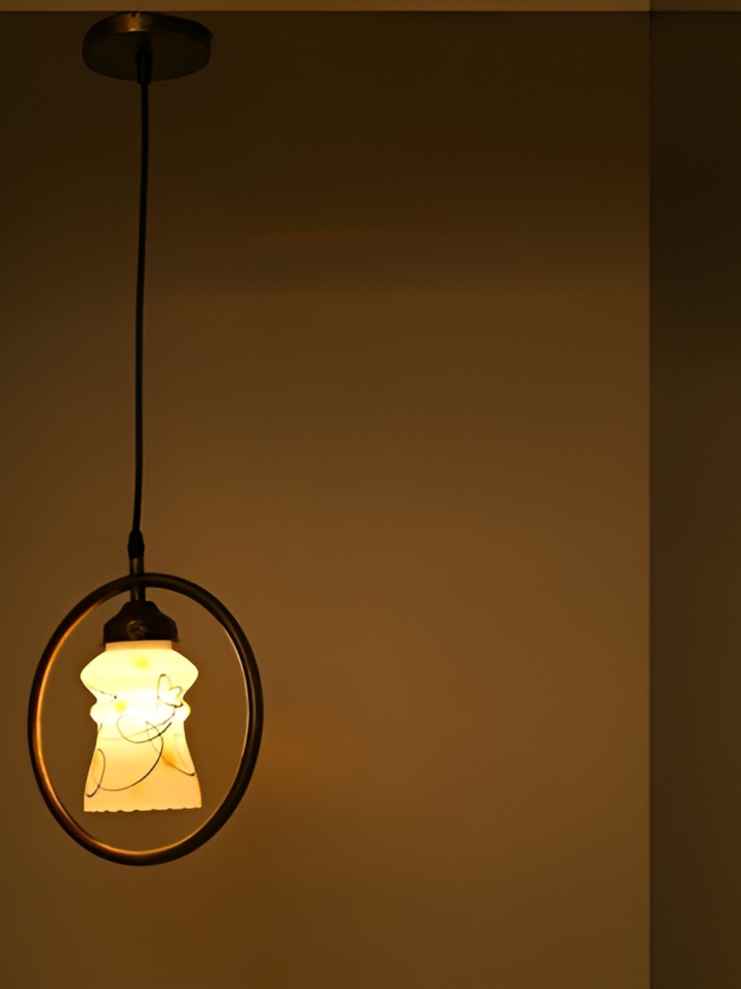 

Afast White & Beige Printed Glass Ceiling Lamp
