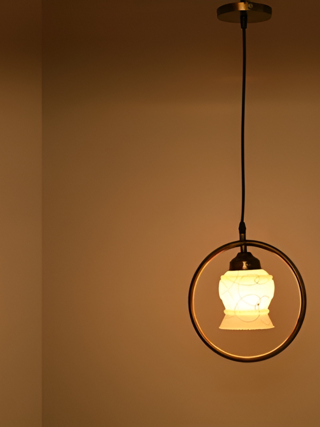 

Afast White & Orange Printed Glass Ceiling Lamp
