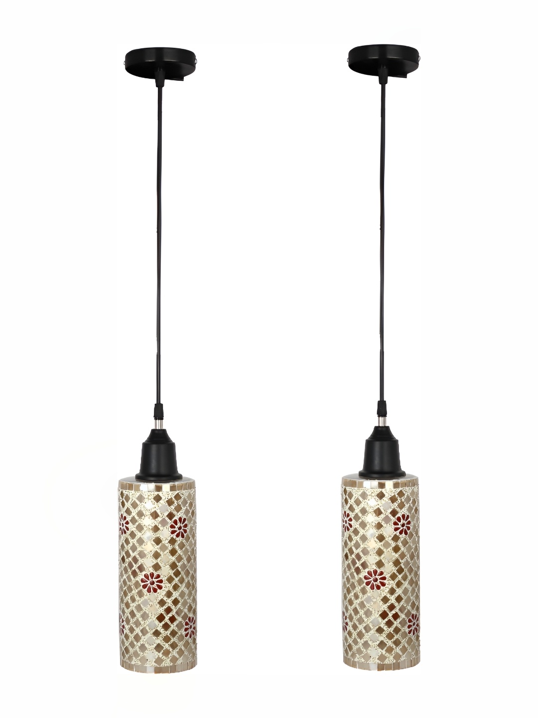 

Afast White & Brown 2 Pieces Textured Glass Ceiling Lamps