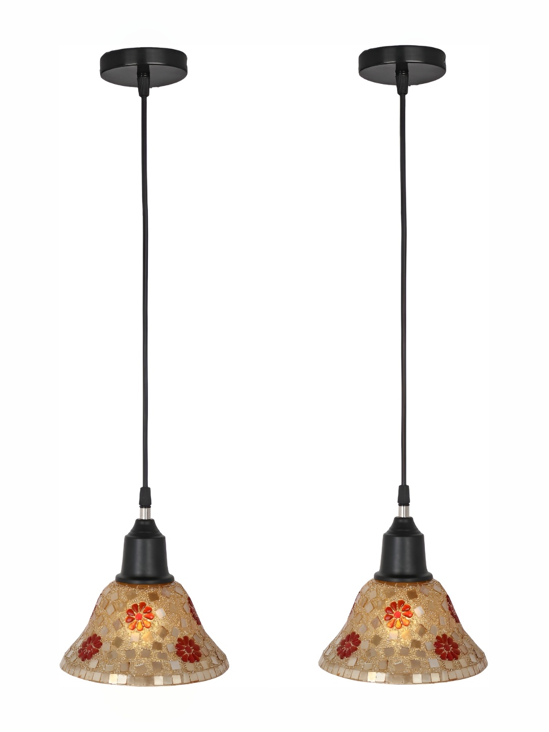 

Afast White & Brown 2 Pieces Printed Glass Ceiling Lamps