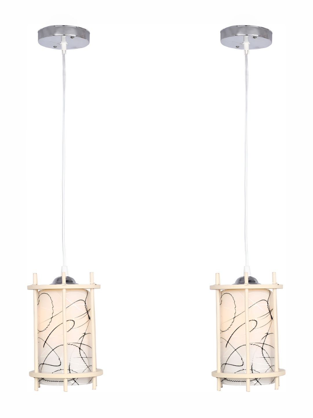 

Afast Beige & Black 2 Pieces Glass Textured Cylindrical Ceiling Lamps