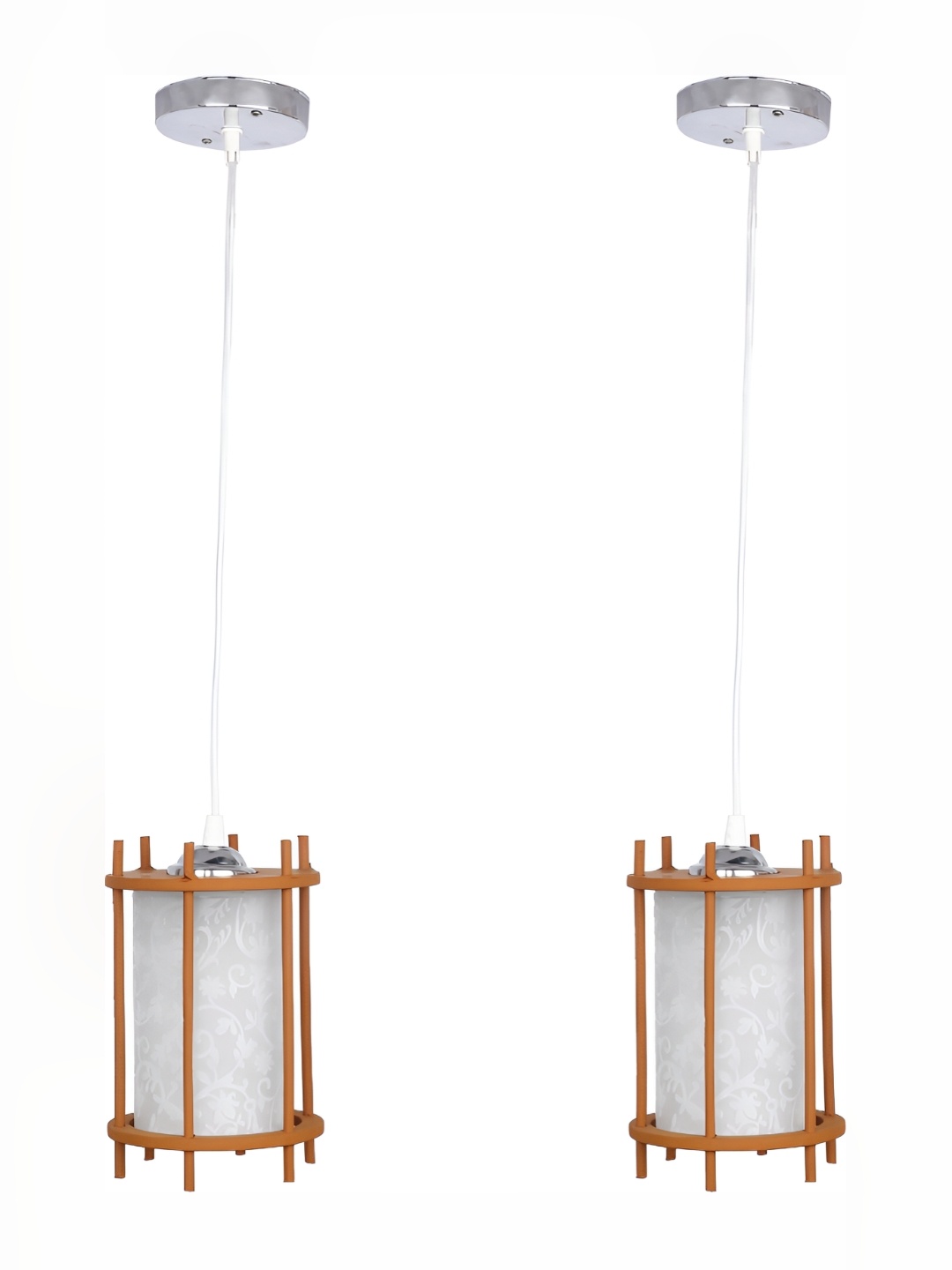 

Afast White Printed 2 Pieces Cylinder Shaped Hanging Ceiling Lamps