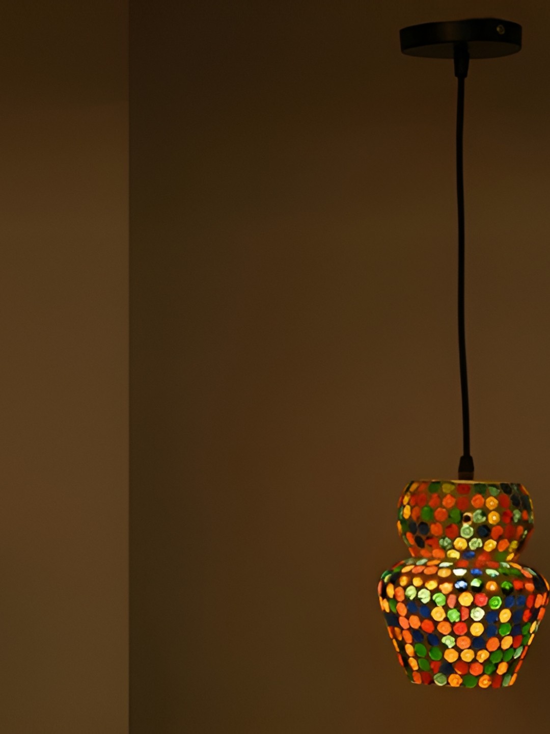 

Afast White & Brown Printed Glass Ceiling Lamp