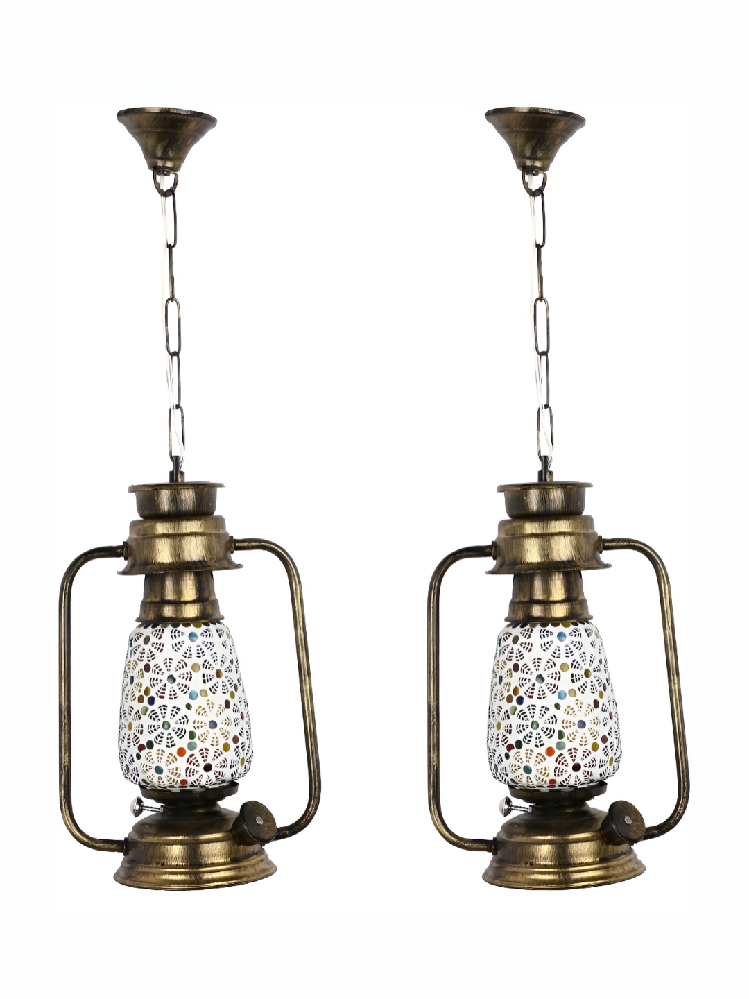 

Afast White & Metallic Toned 2 Pieces Printed Glass Ceiling Lamps