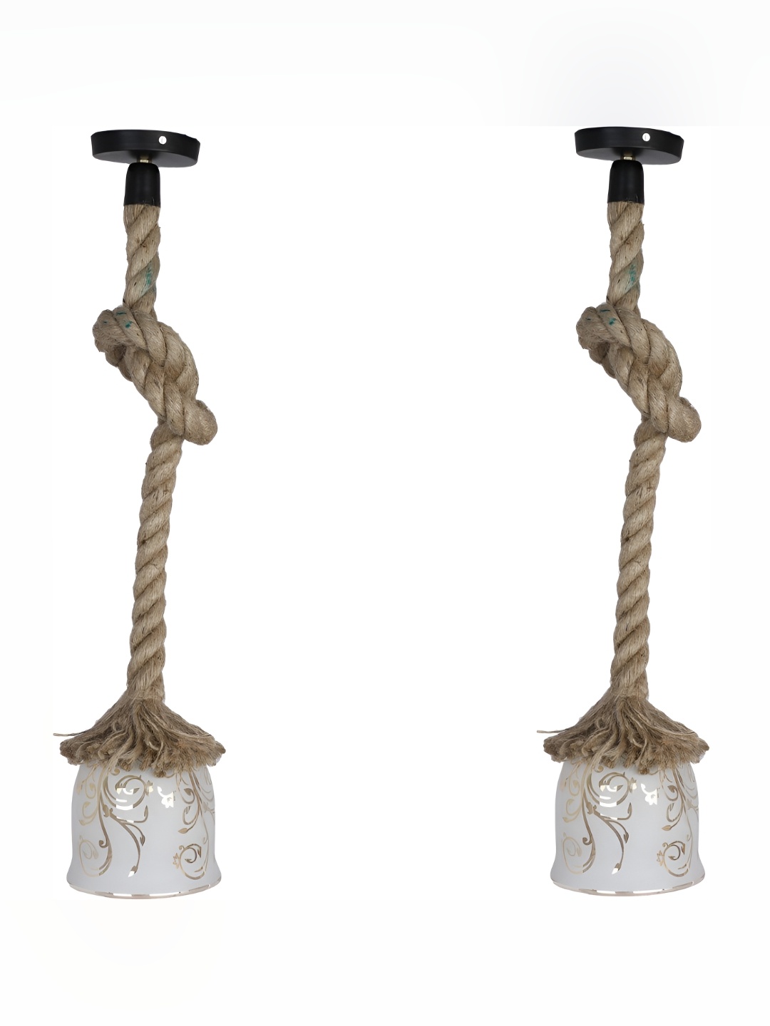 

Afast White & Beige 2 Pieces Printed Glass Ceiling Lamps