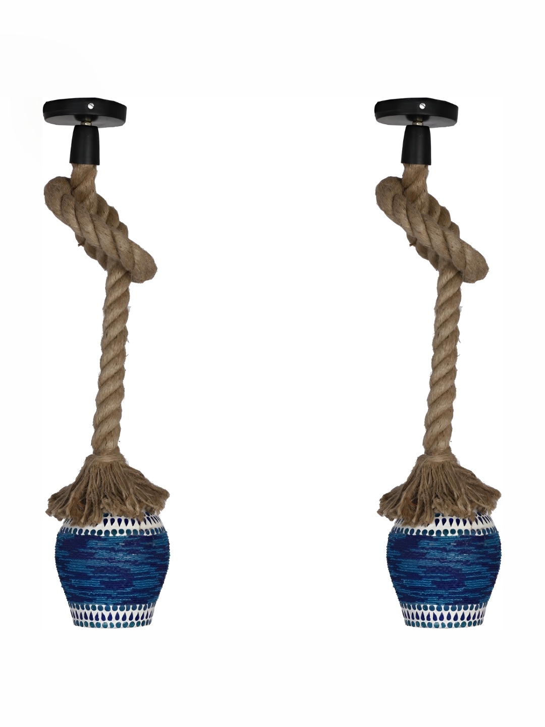 

Afast White & Blue 2 Pieces Printed Glass Ceiling Lamps