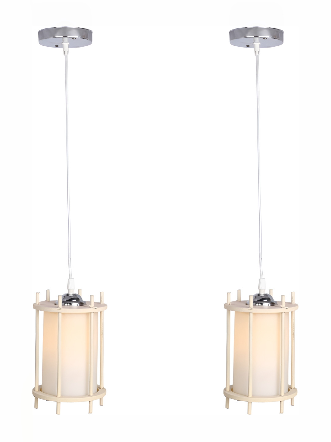 

Afast Transparent & White 2 Pieces Cylinder Shaped Hanging Ceiling Lamps