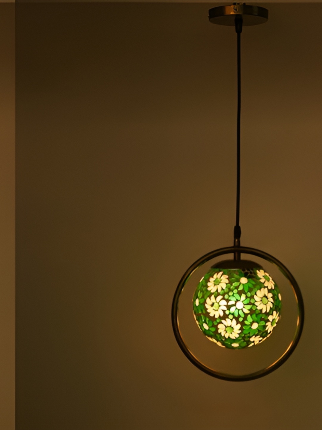 

Afast White & Green Printed Glass Ceiling Lamp