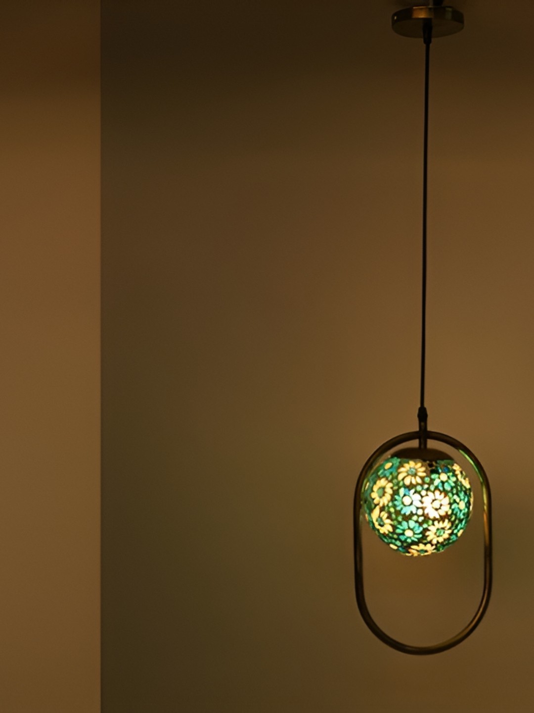 

Afast White & Green Printed Glass Ceiling Lamp