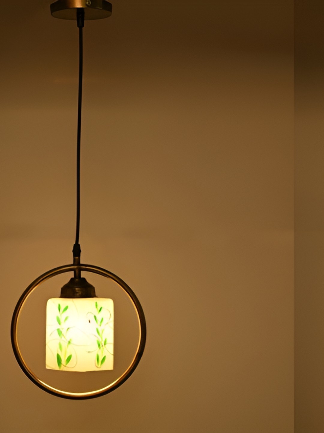 

Afast White & Green Printed Glass Ceiling Lamp