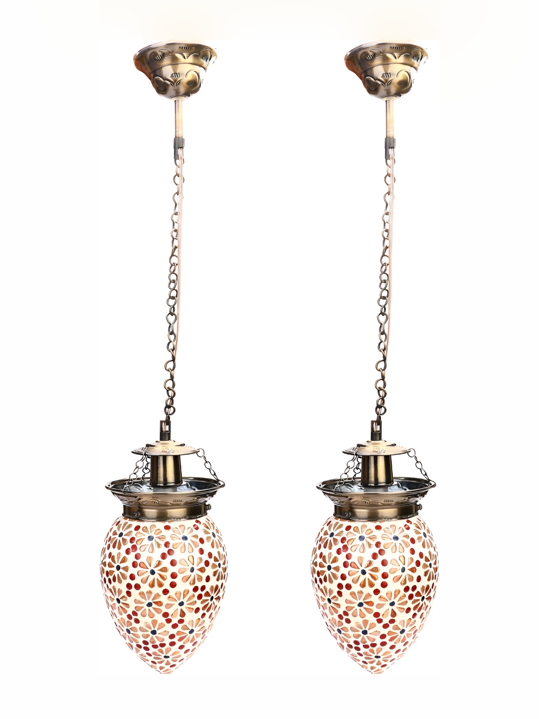 

Afast White & Red 2 Pieces Printed Glass Ceiling Lamps