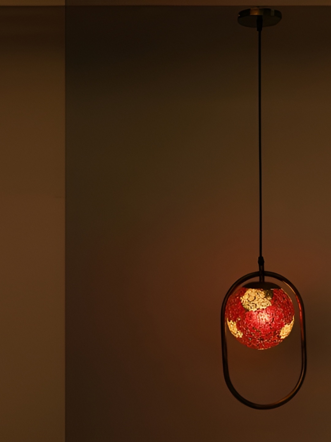 

Afast Red & Yellow Textured Semi-sphere Shaped Hanging Ceiling Lamp