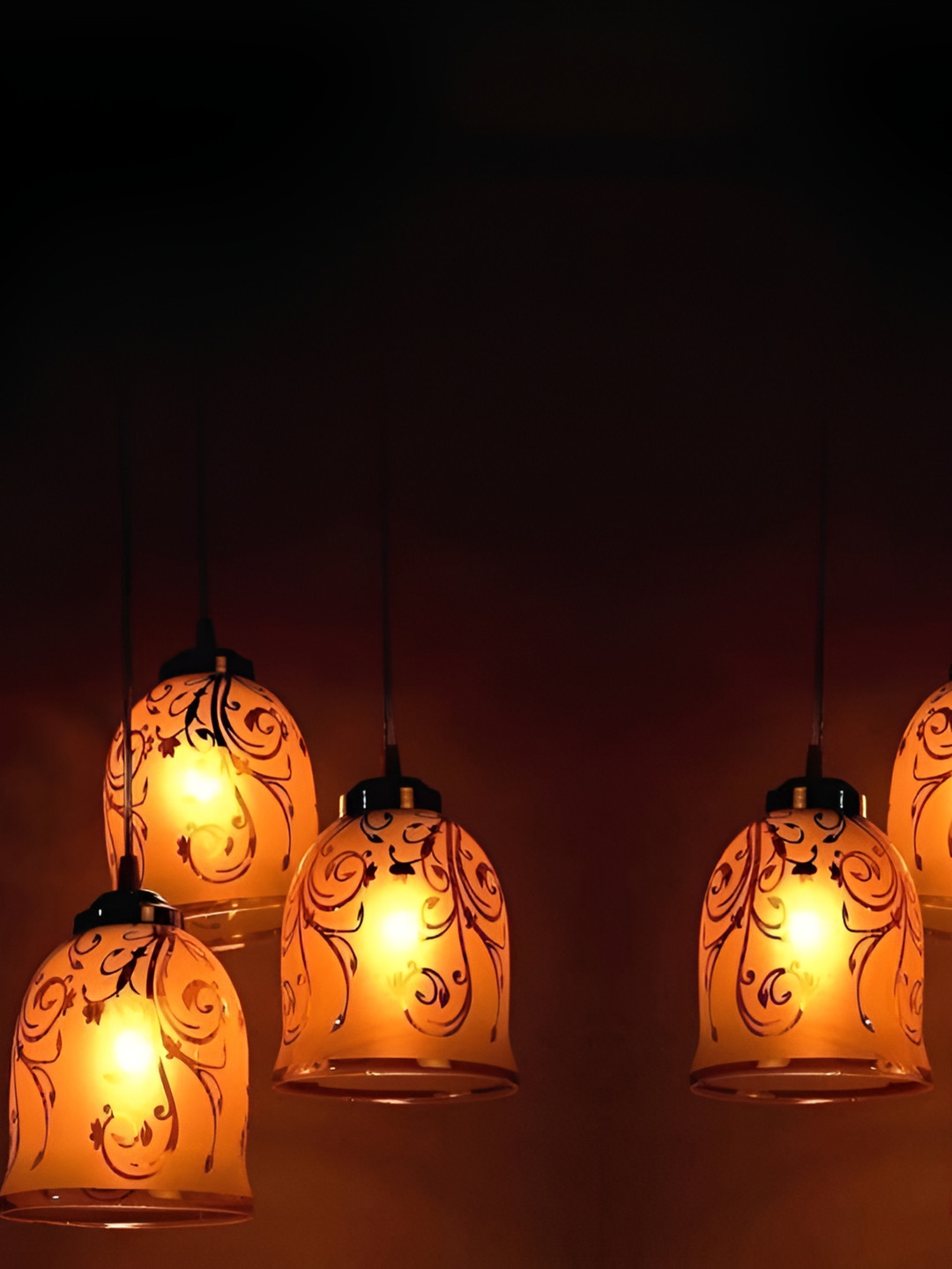 

Afast White & Beige 6 Pieces Printed Bell Shaped Hanging Ceiling Lamps