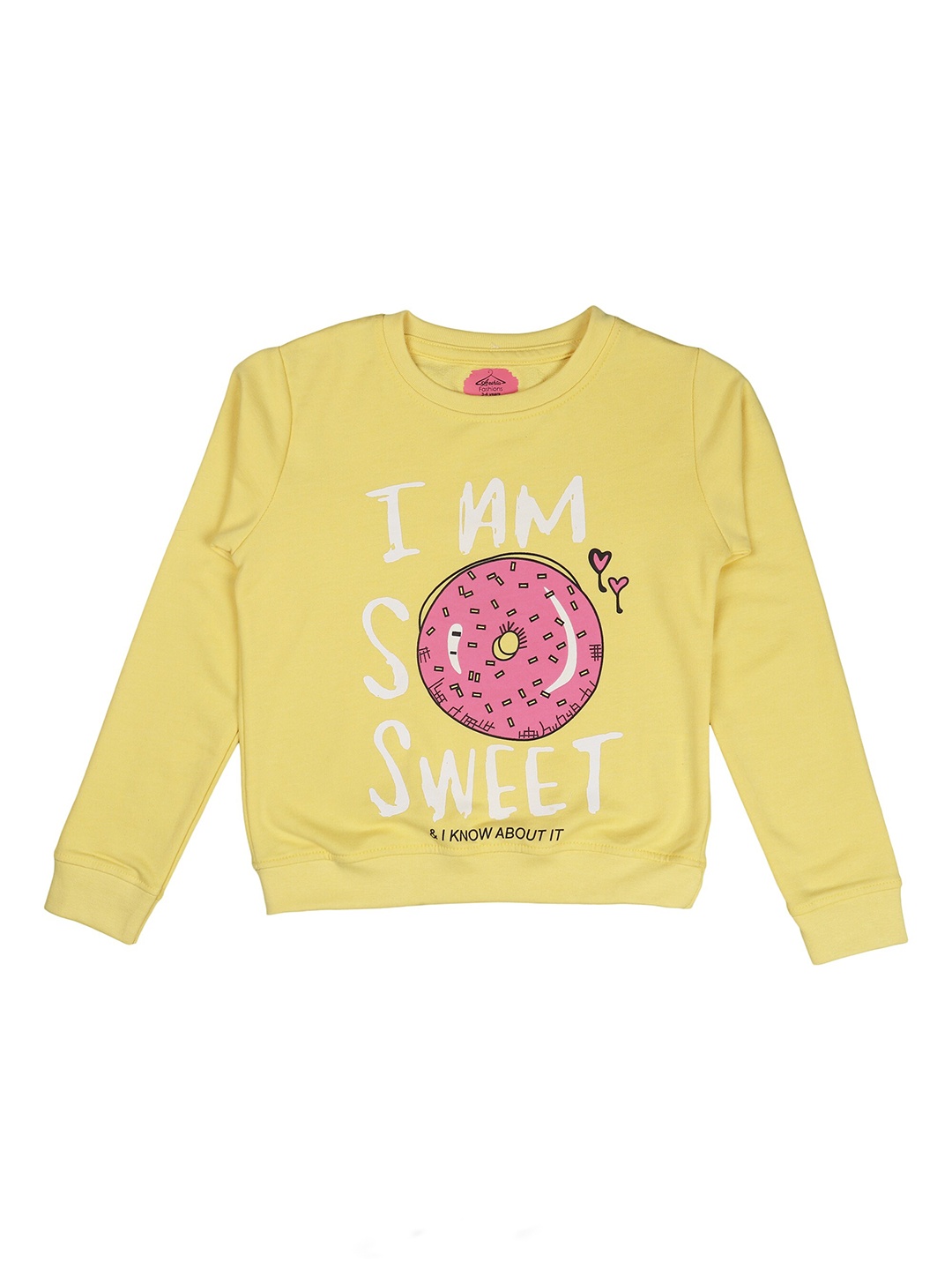 

BAESD GirlsTypography Printed Pure Cotton Pullover Sweatshirt, Yellow