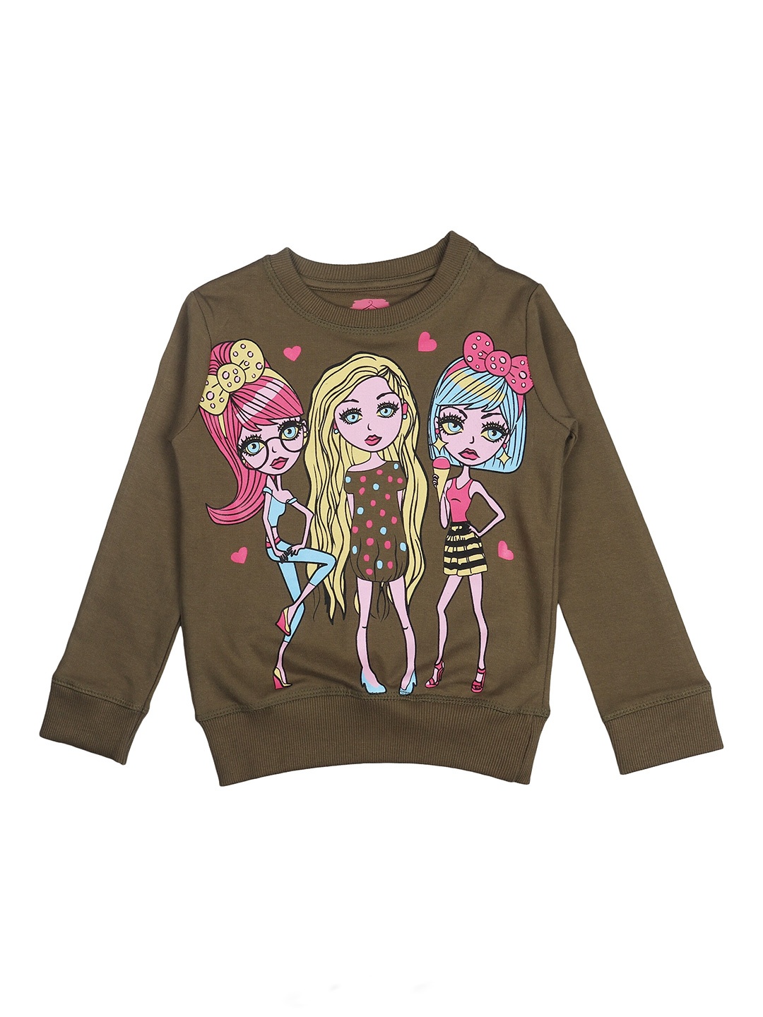 

BAESD Girls Graphic Printed Pure Cotton Pullover Sweatshirt, Green
