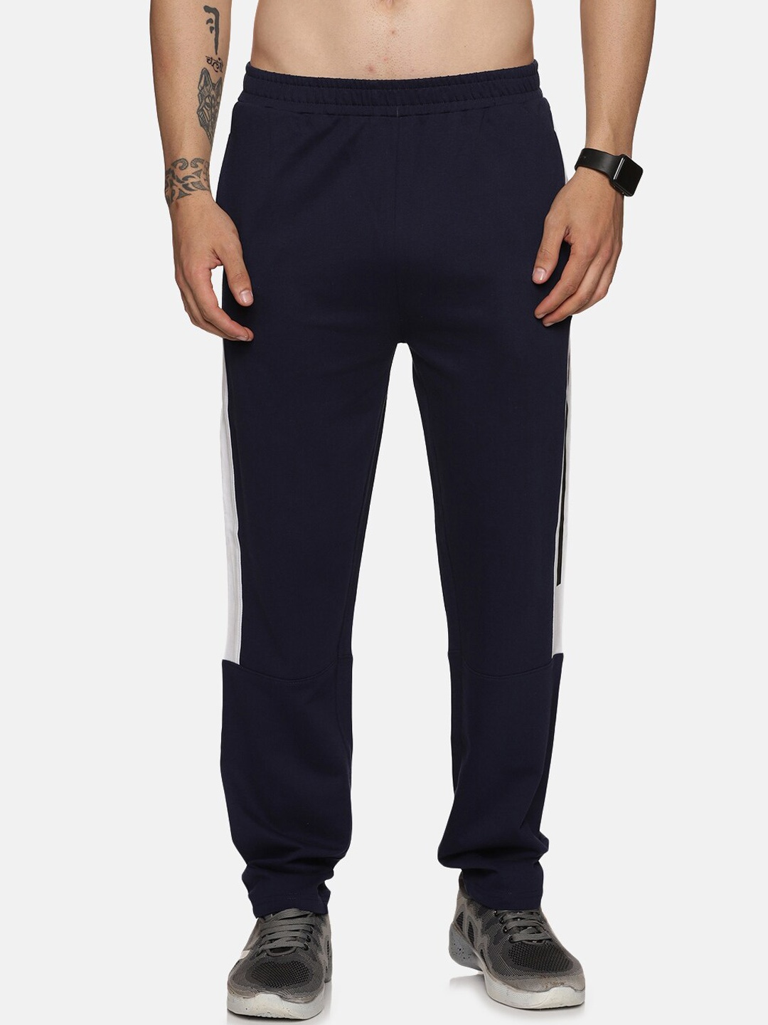 

BAESD Men Cotton Mid-Rise Joggers, Navy blue