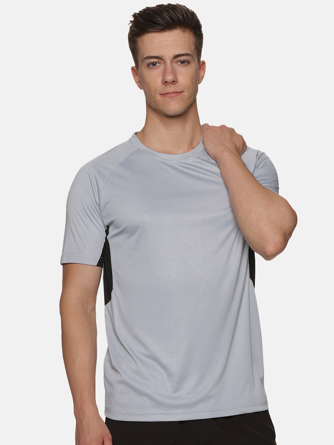 

BAESD Regular Fit Round Neck Raglan Sleeves Sports T-Shirt, Grey
