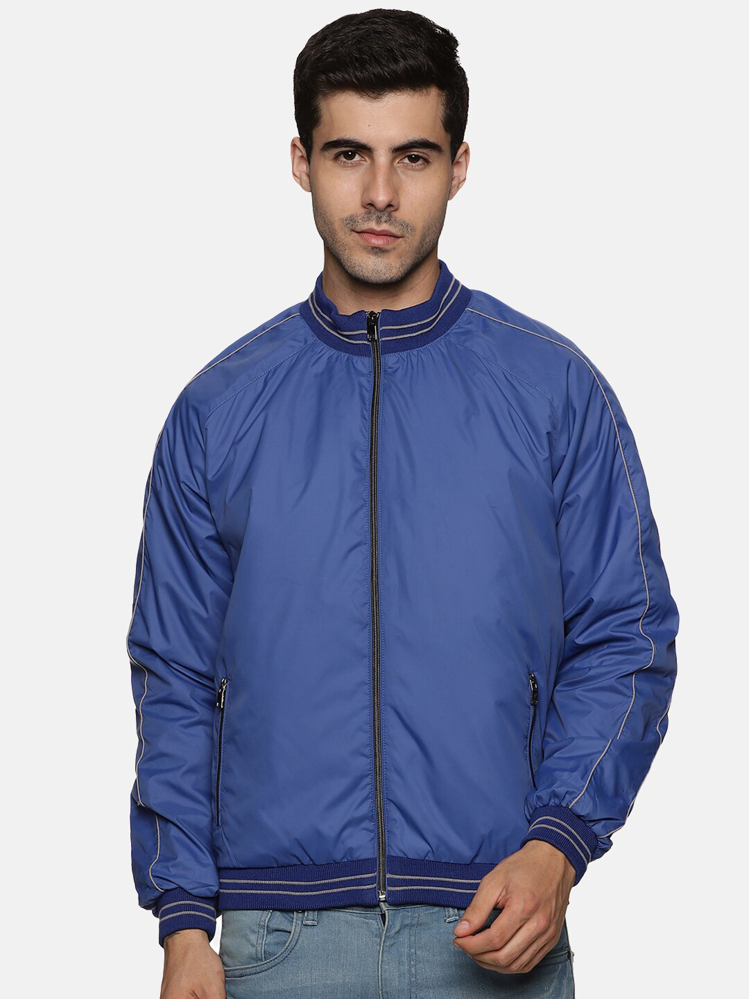 

BAESD Stand Collar Sporty Wind Cheater Jacket, Blue