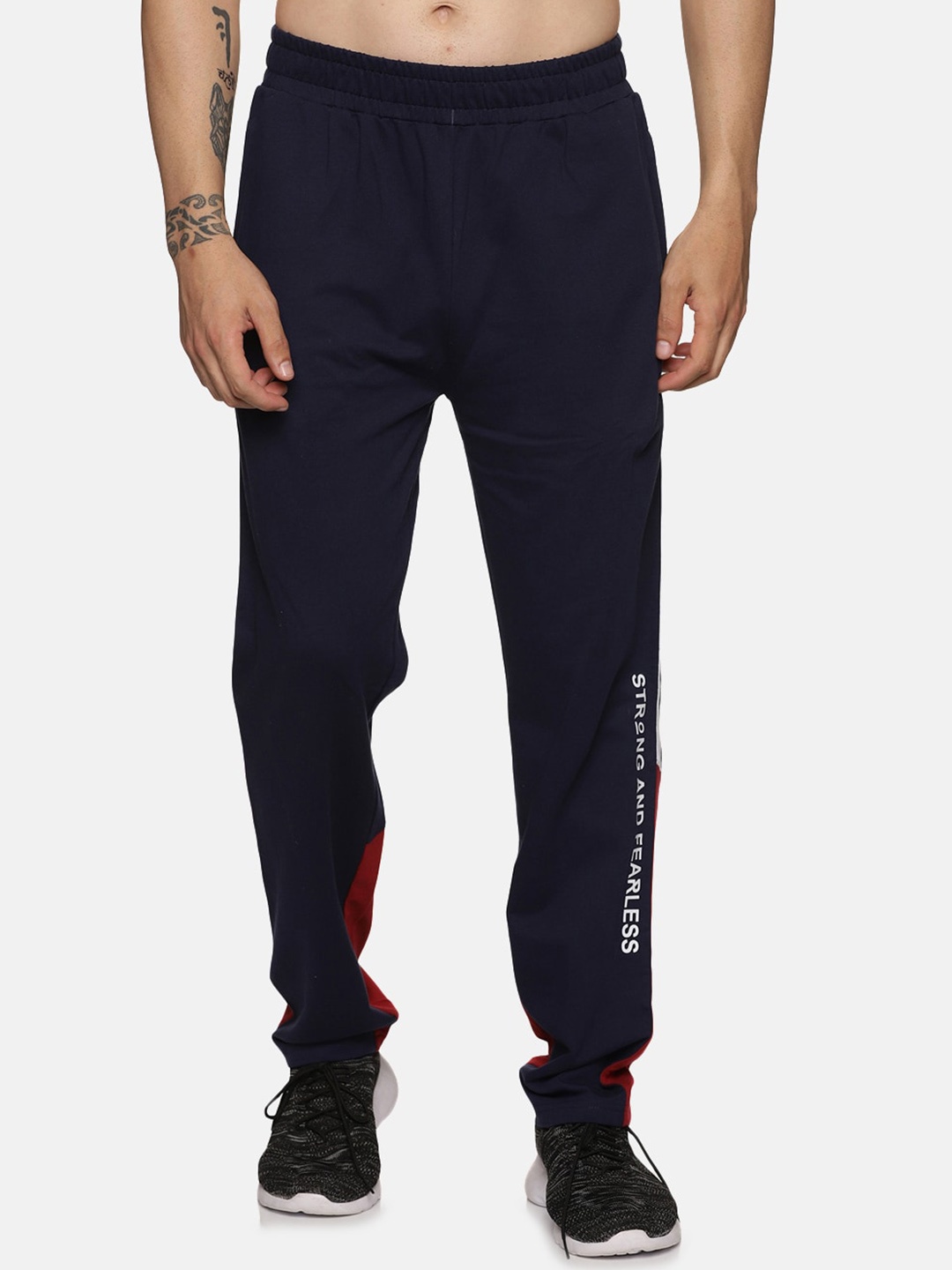 

BAESD Men Cotton Mid Rise Track Pants, Navy blue
