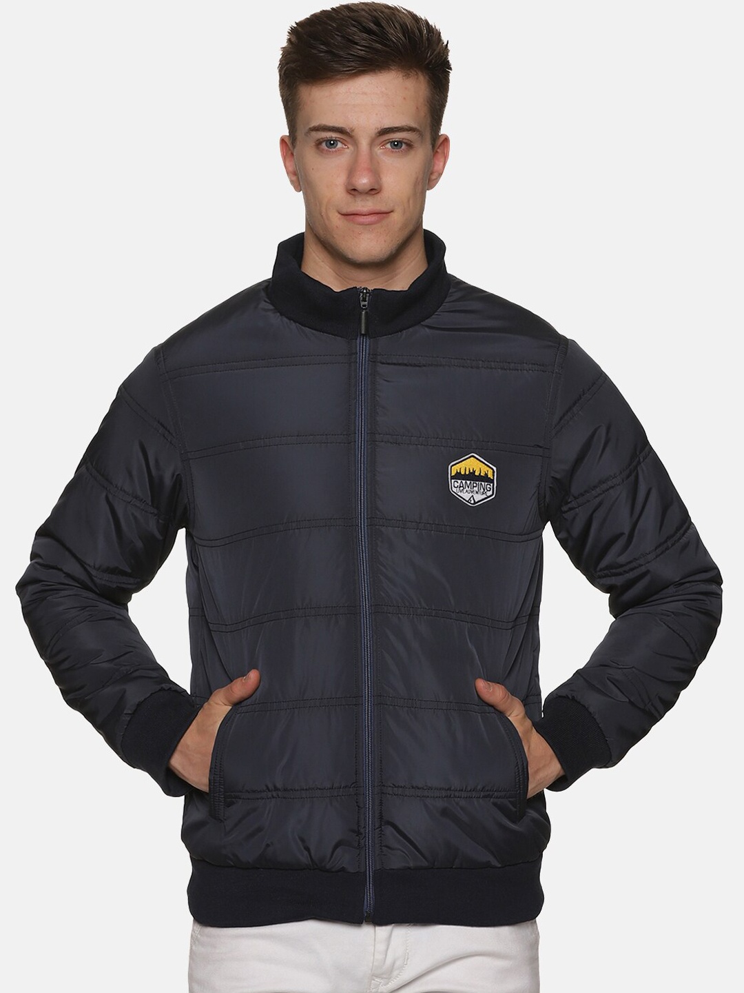

BAESD Stand Collar Bomber Jacket, Navy blue