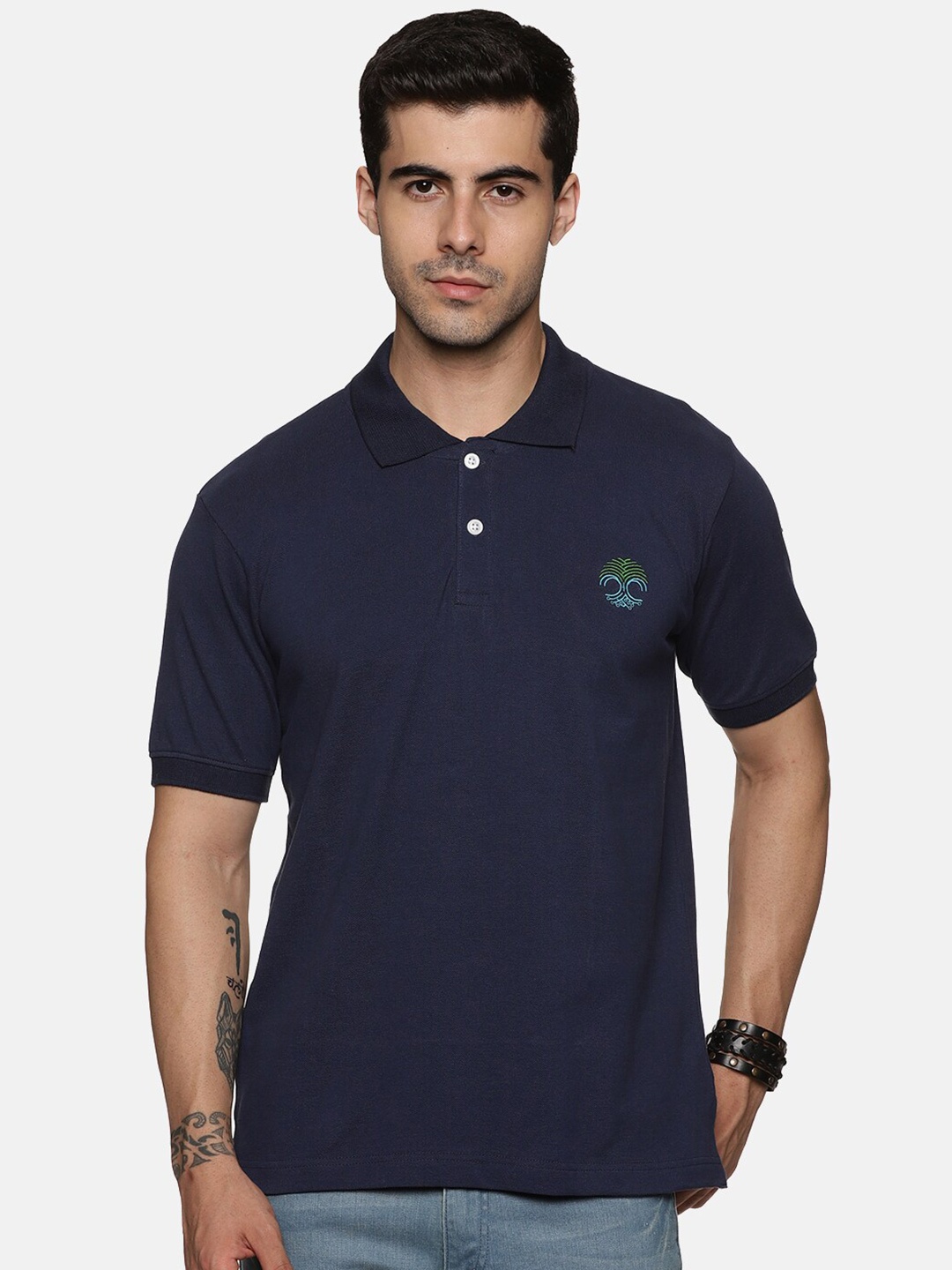 

BAESD Polo Collar Cotton T-Shirt, Navy blue