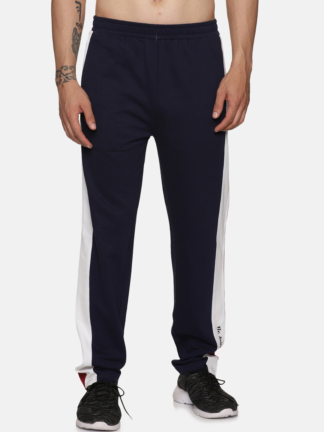 

BAESD Men Colourblocked Cotton Mid-Rise Sports Track Pant, Navy blue