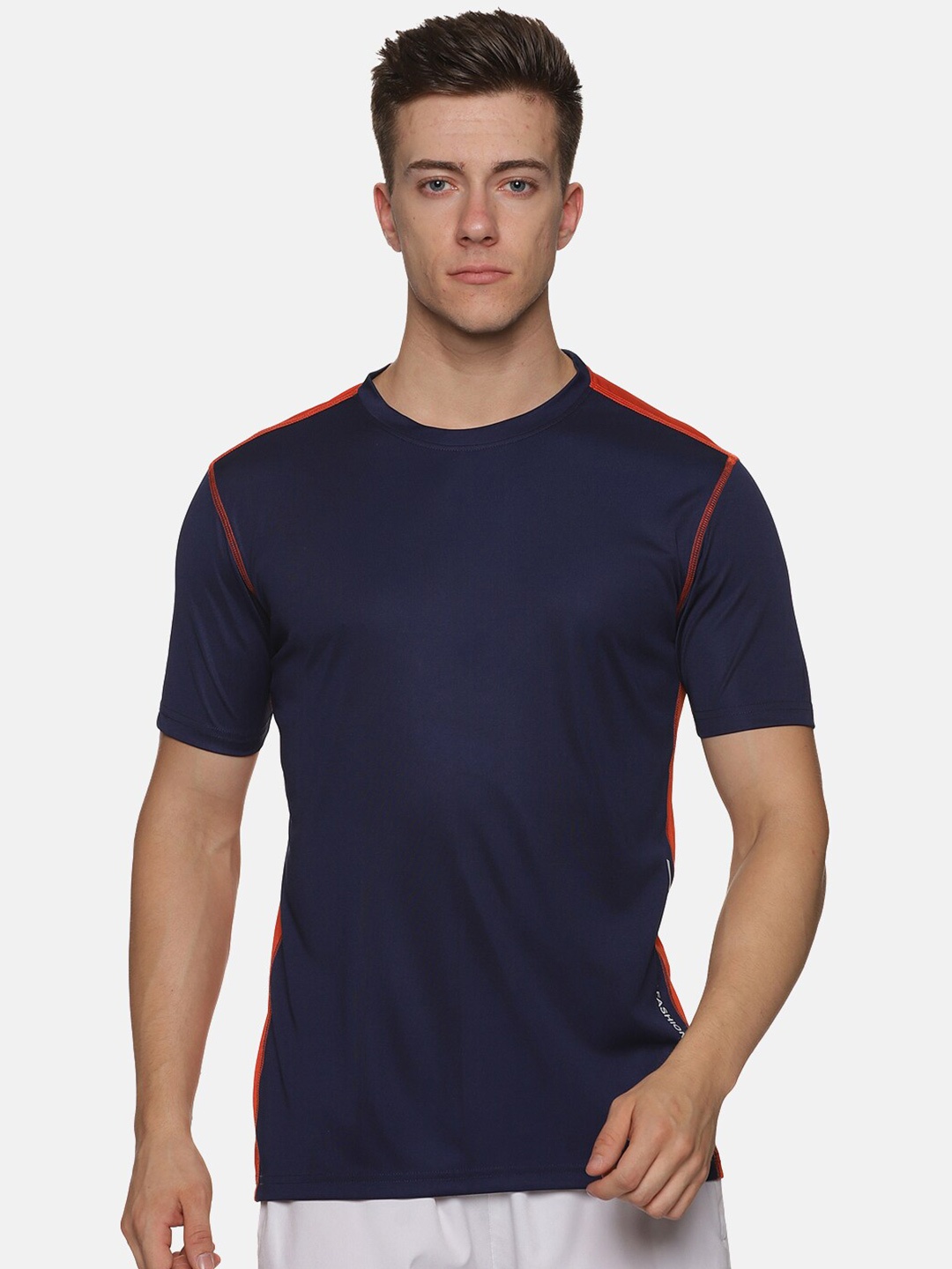 

BAESD Colourblocked Regular Fit Round Neck Sports T-Shirt, Navy blue