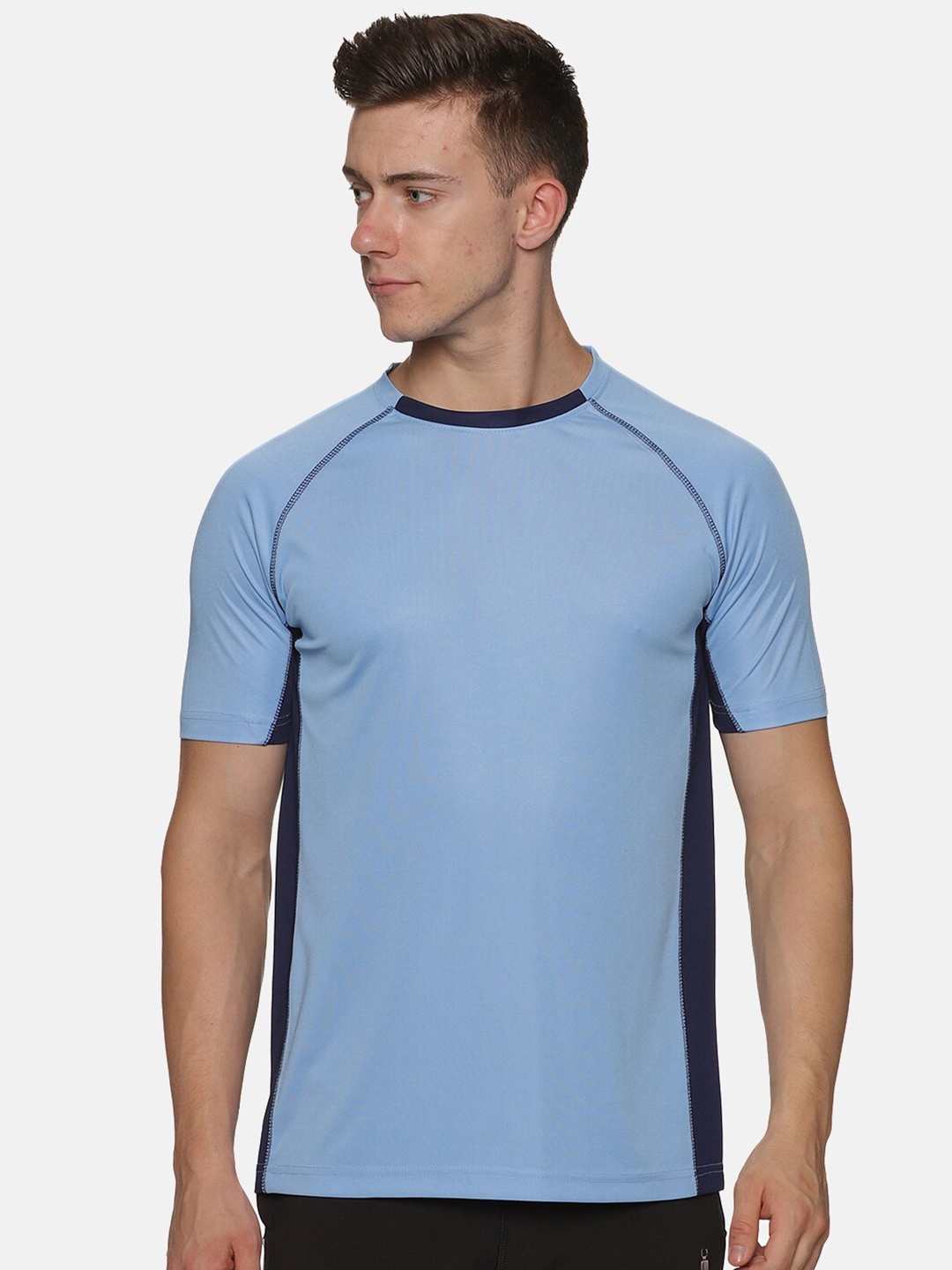 

BAESD Regular Fit Round Neck Raglan Sleeves Sports T-Shirt, Blue