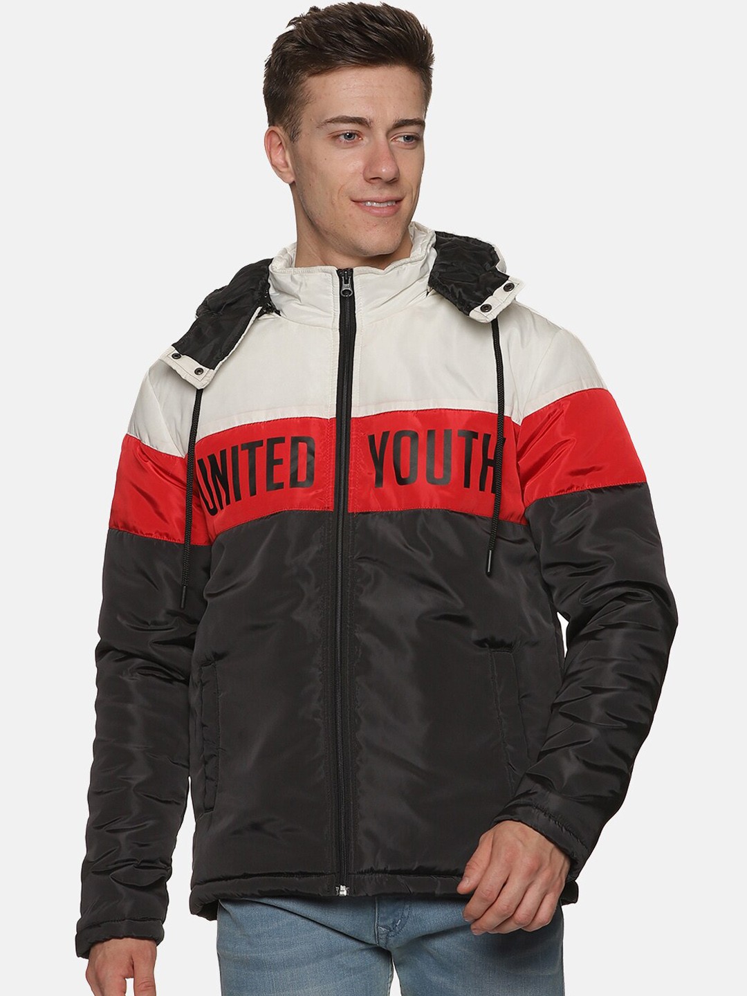

BAESD Colourblocked Hooded Puffer Jacket, White