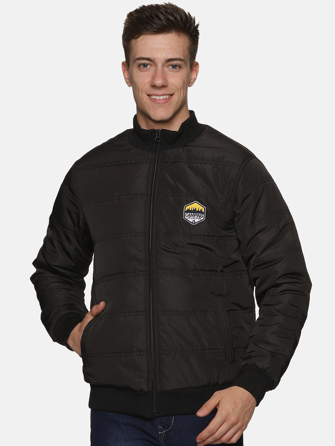 

BAESD Stand Collar Sporty Wind Cheater Jacket, Black