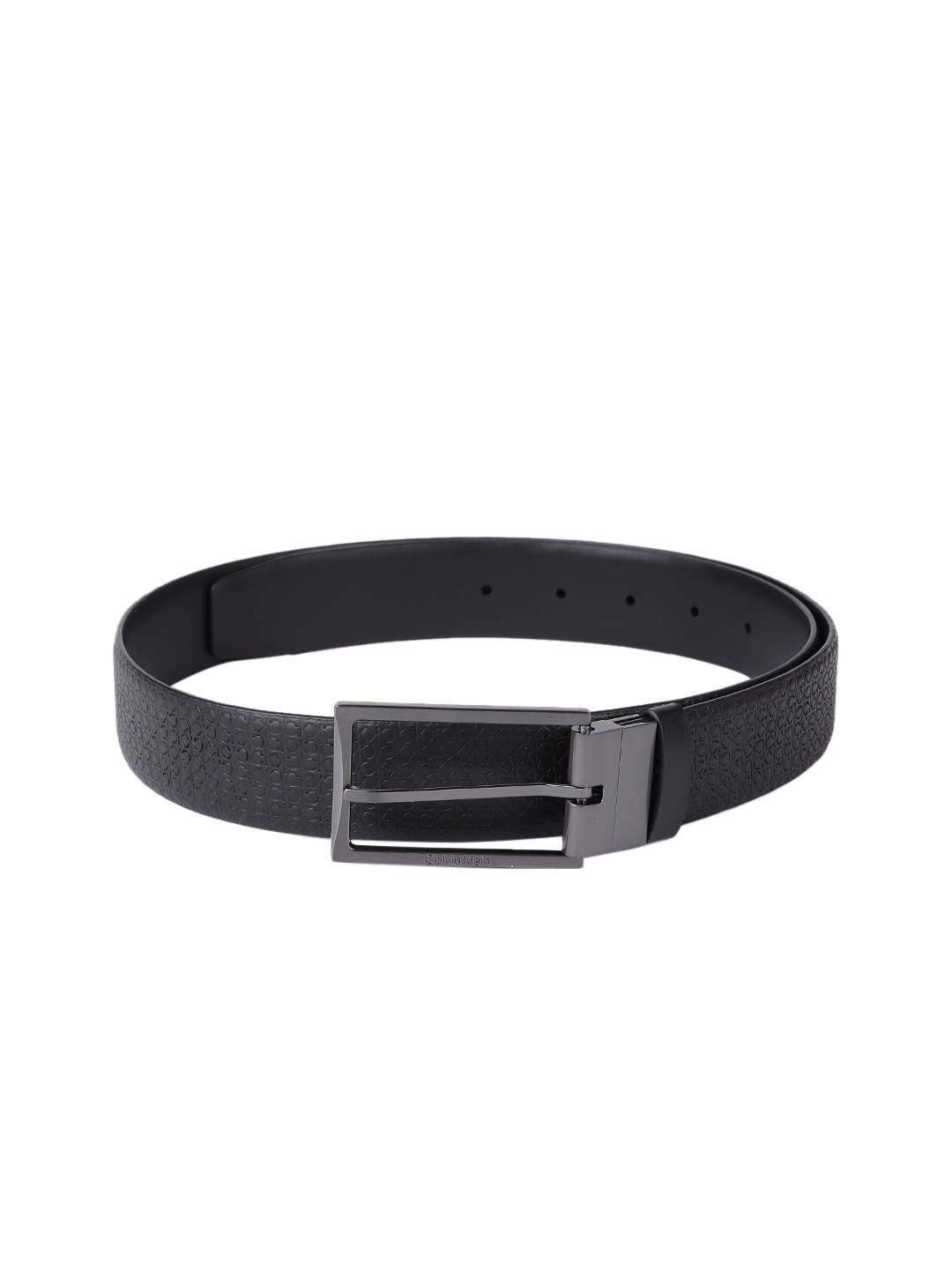 

Calvin Klein Men Brand logo Textured Leather Reversible Belt, Black