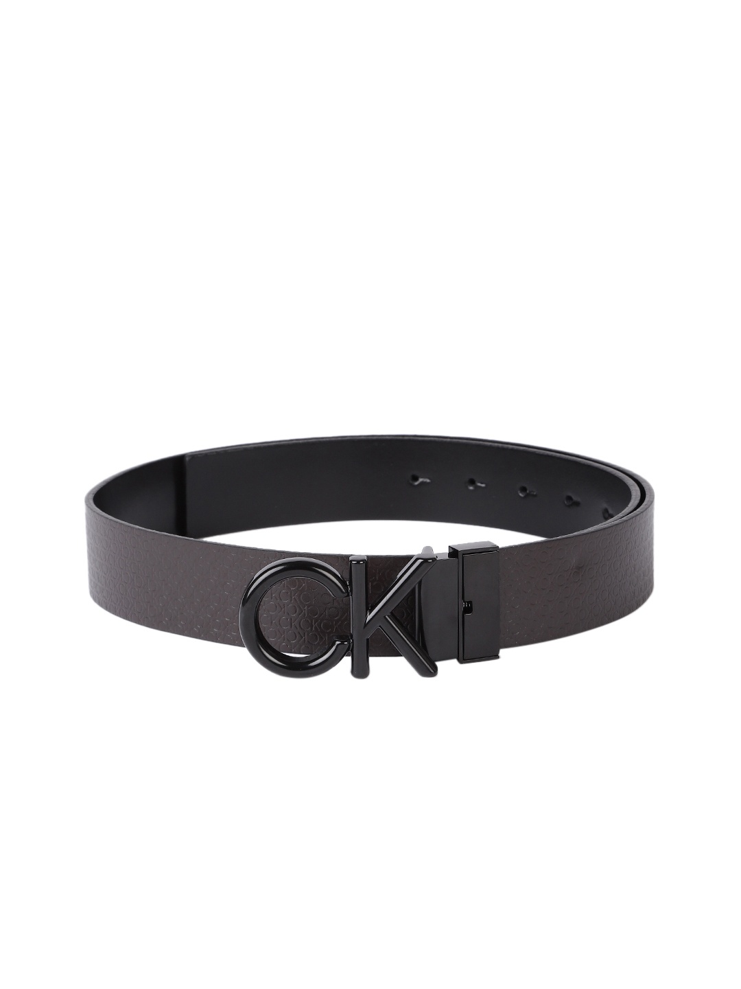 

Calvin Klein Men Brand Logo Textured Leather Reversible Belt, Black