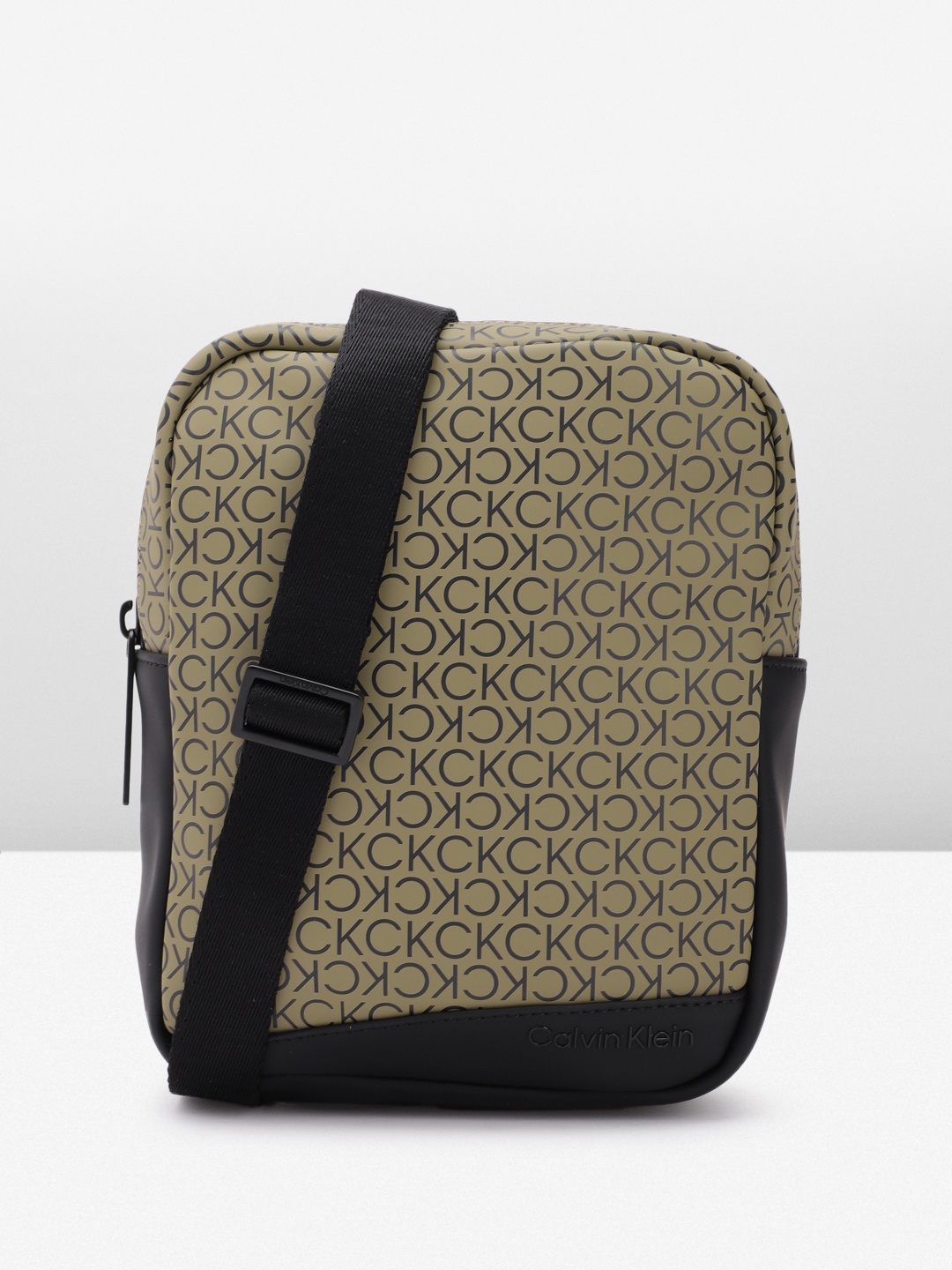 

Calvin Klein Men Brand Logo Printed Messenger Bag, Green