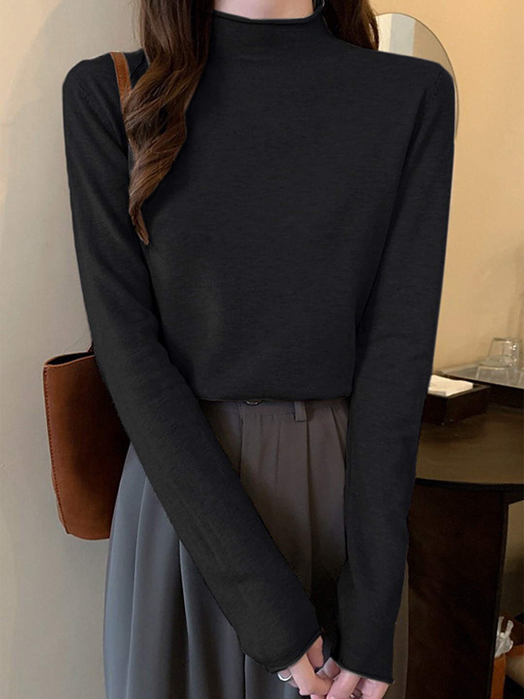 

LULU & SKY High Neck Long Sleeves Top, Black