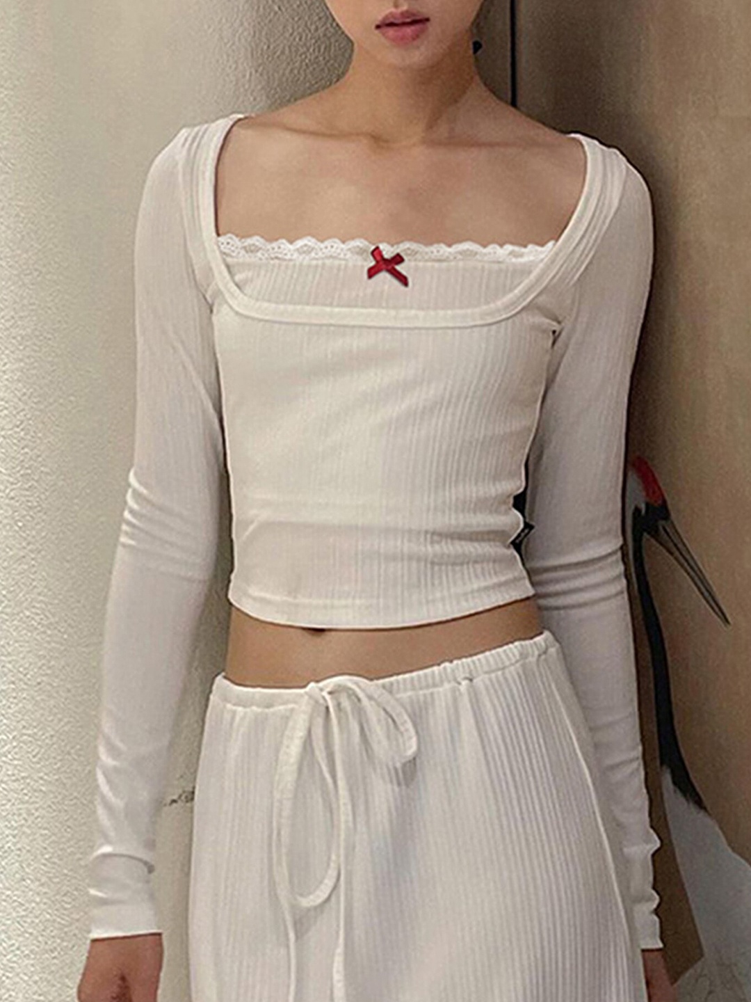

LULU & SKY Square Neck Crop Top, White