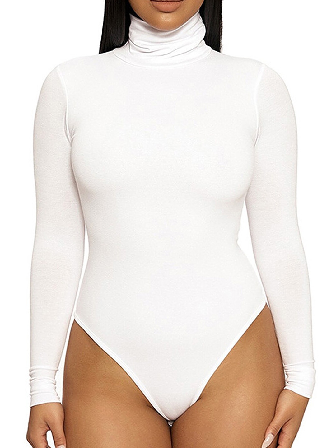 

LULU & SKY Hight Neck Full Sleeve Bodysuit, White