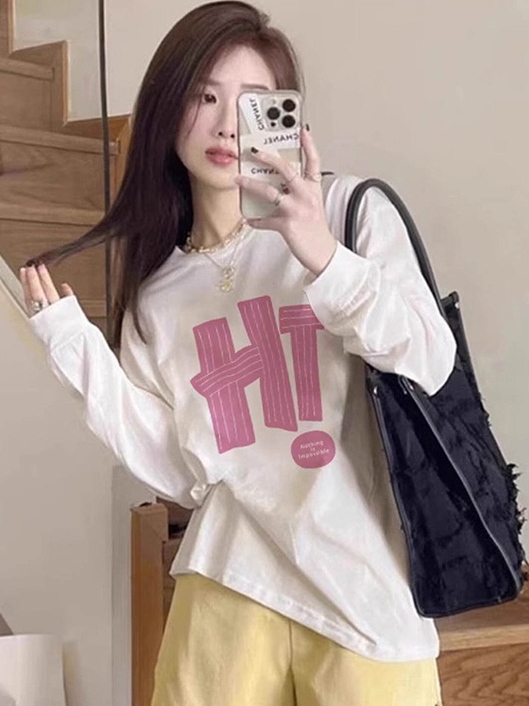 

LULU & SKY Typography Printed Cotton T-shirt, White