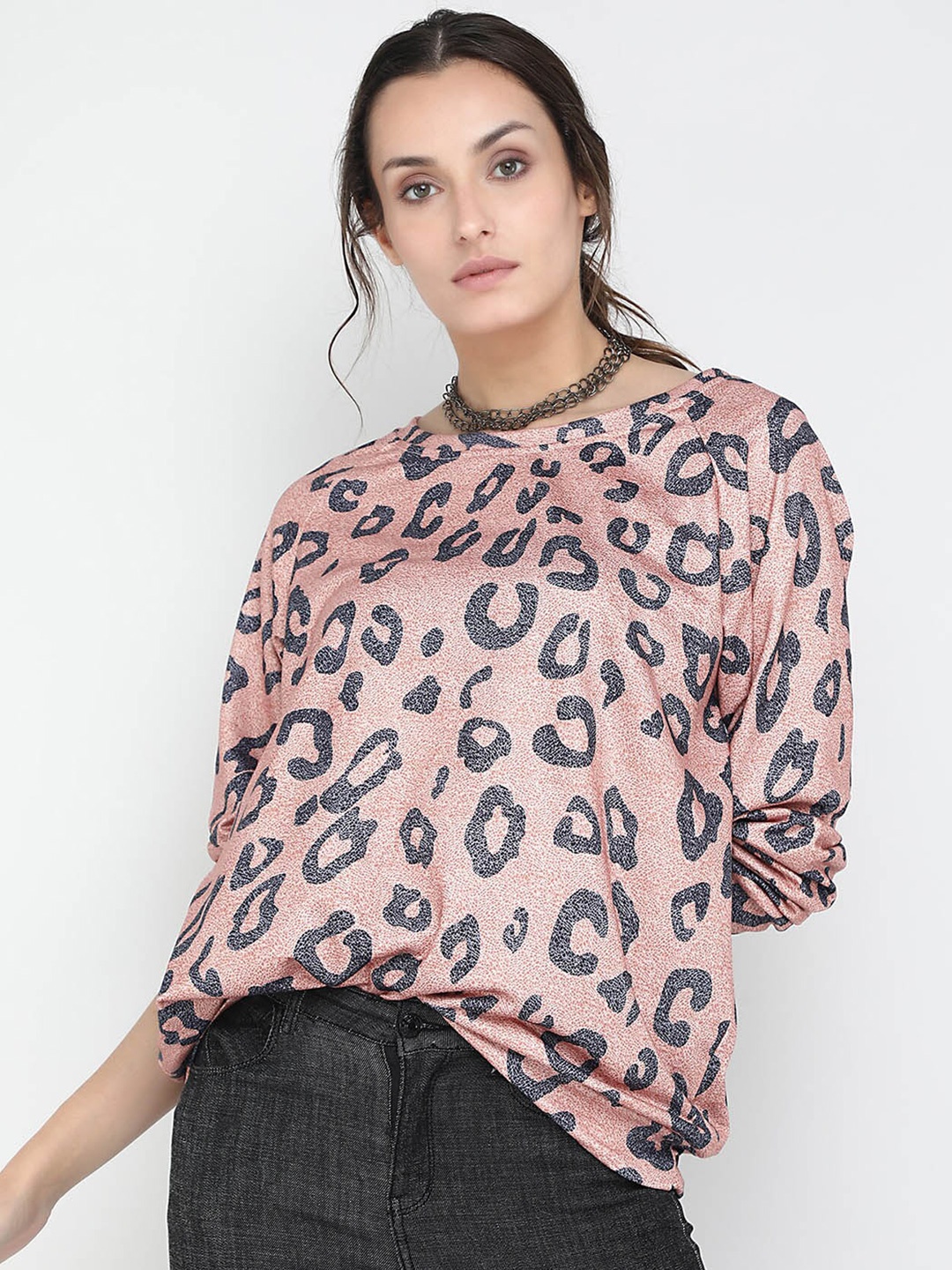 

LULU & SKY Animal Printed Regular Top, Coffee brown