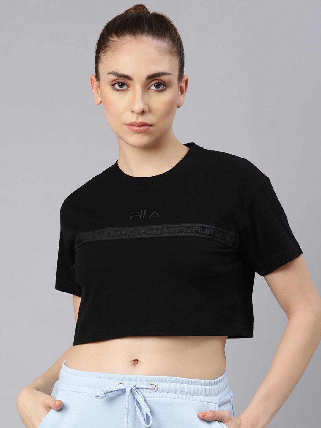 

FILA Women Black & Black T-shirt