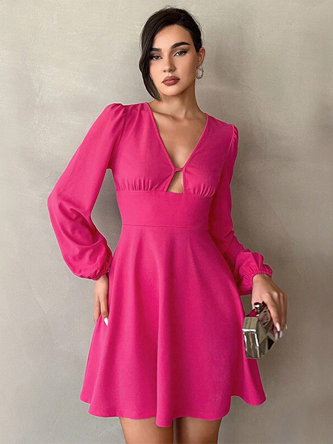 

StyleCast Fuchsia V-Neck Fit & Flare Mini Dress