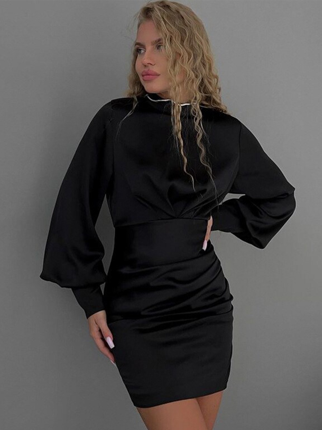 

StyleCast Black Bishop Sleeve Blouson Mini Dress