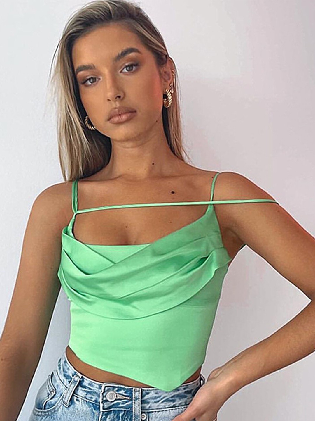 

LULU & SKY Shoulder Strap Top, Green