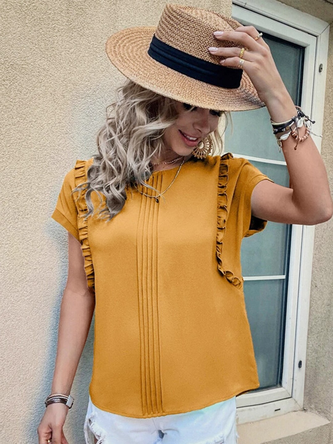 

LULU & SKY Round Neck Top, Yellow