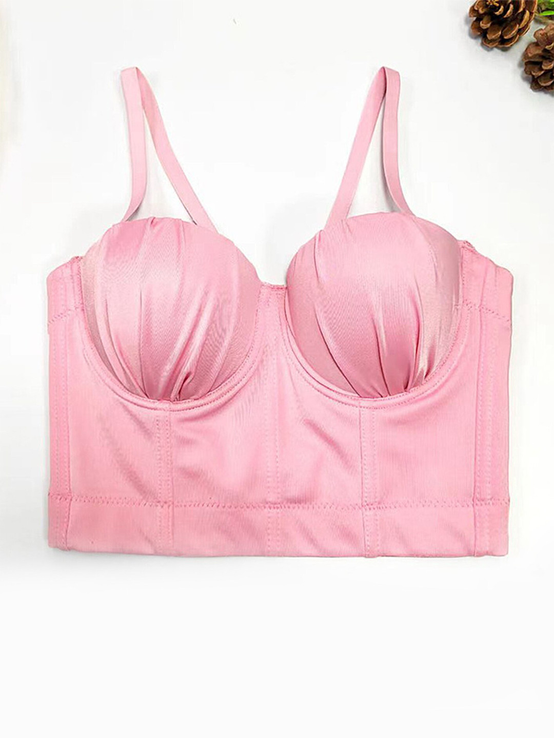 

LULU & SKY Shoulder Straps Sleeveless Bralette Crop Top, Pink