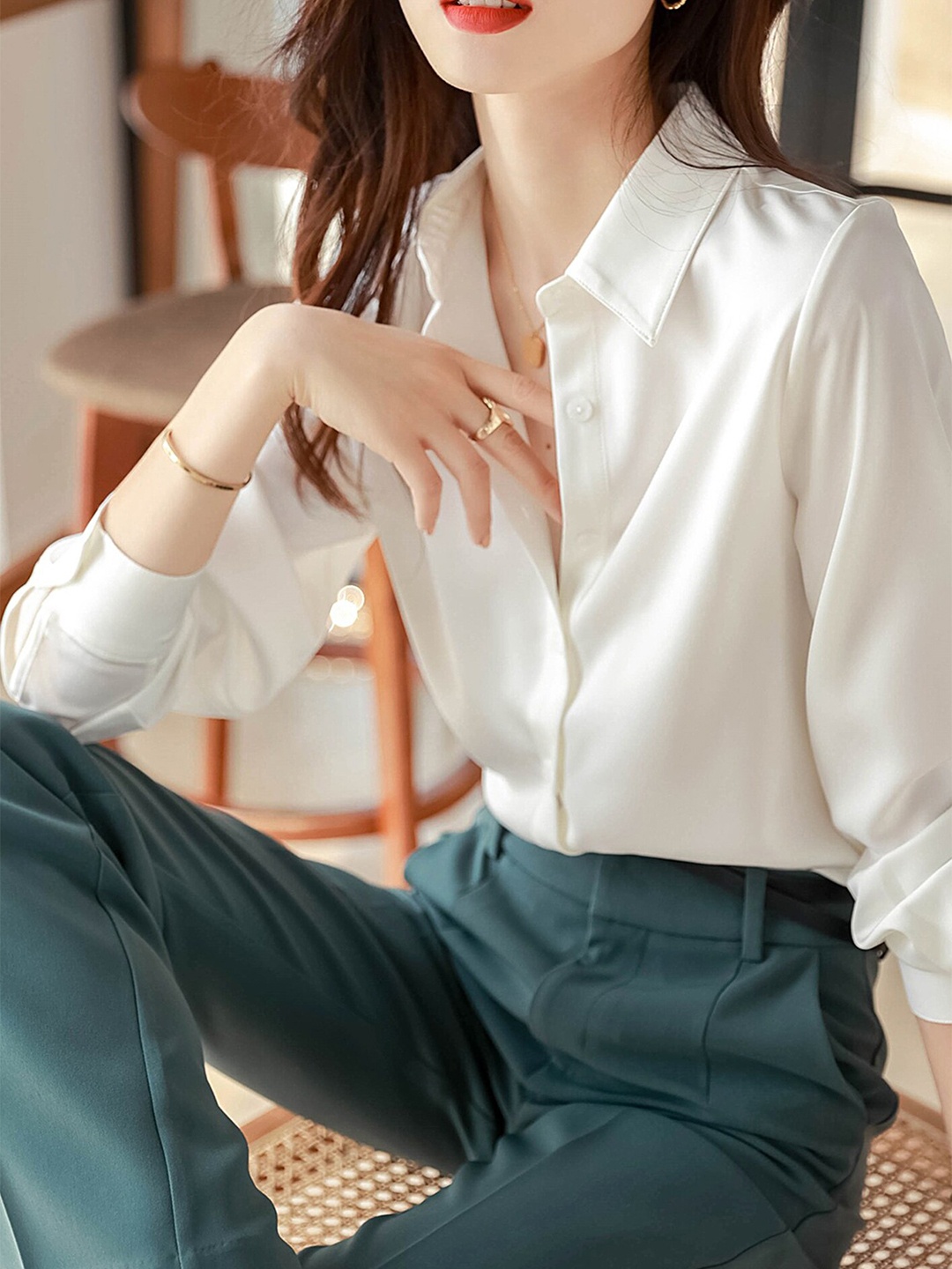 

LULU & SKY Spread Collar Casual Shirt, White