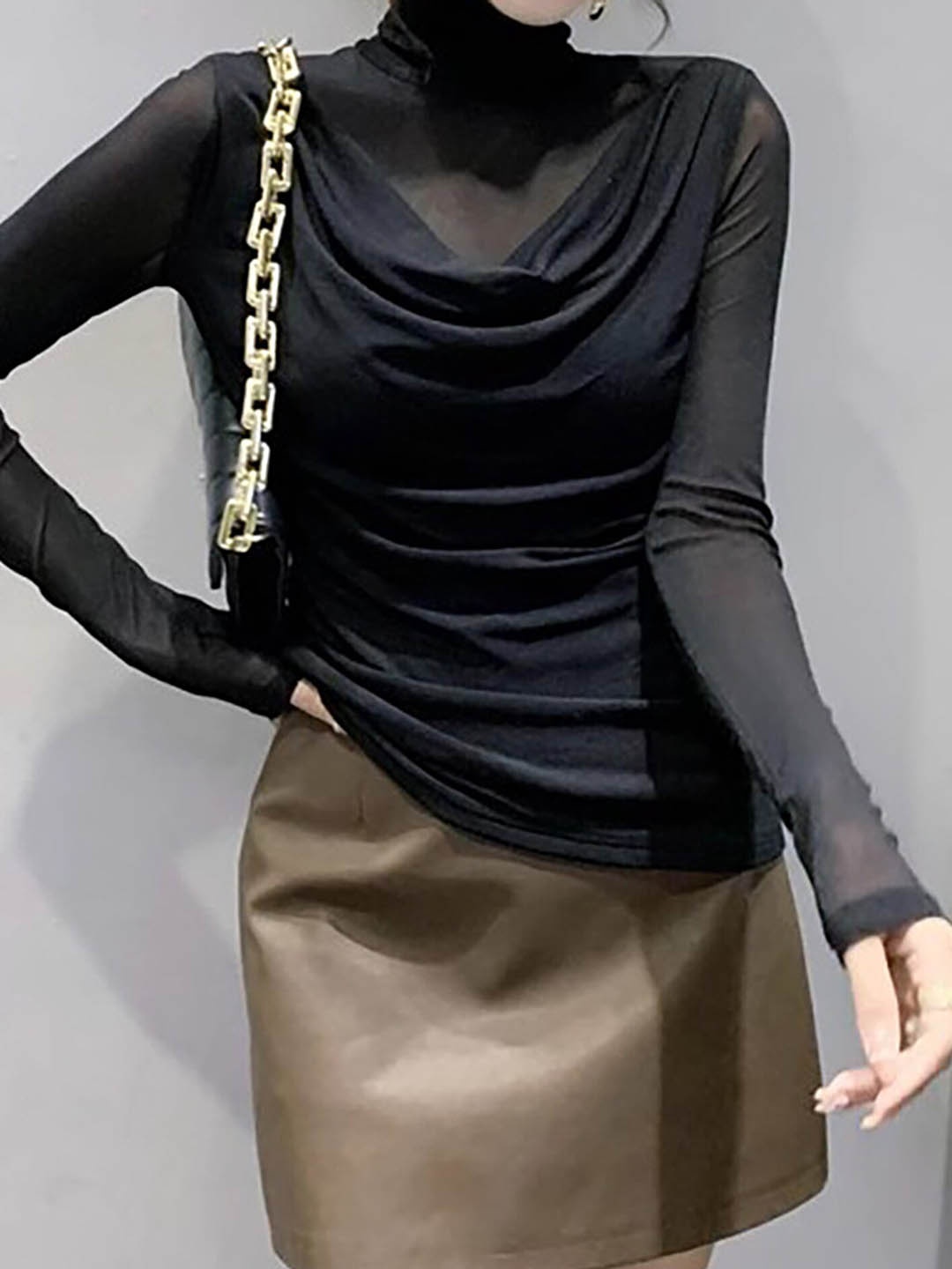 

LULU & SKY Cowl Neck Fitted Top, Black