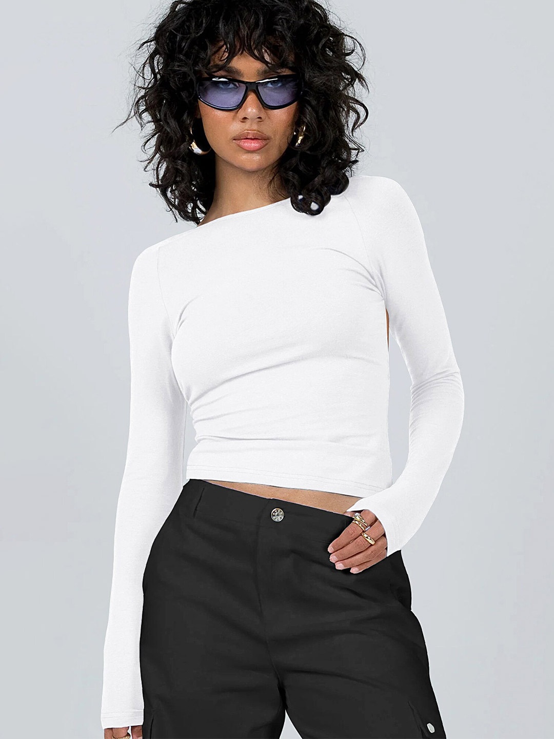 

LULU & SKY Fitted Crop Top, White